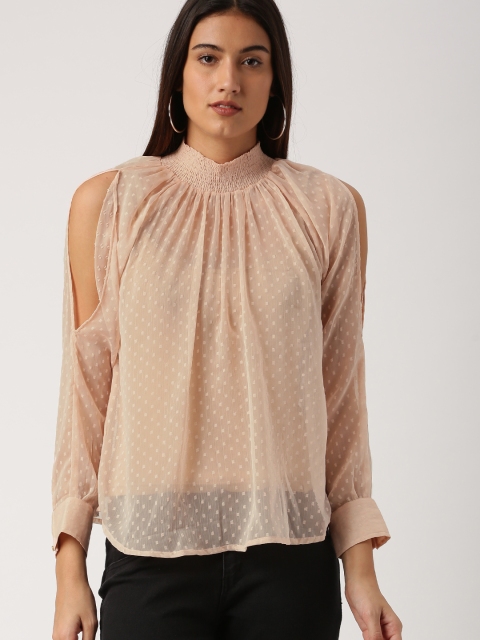 

Ms.Taken by Kriti Sanon Women Peach Self Design A-Line Top
