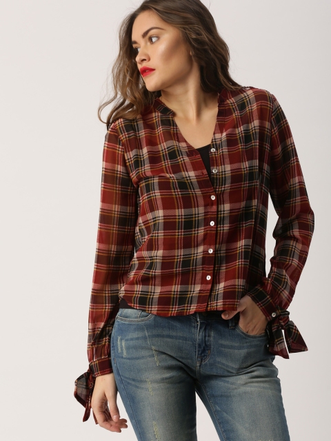 

Ms.Taken by Kriti Sanon Women Red & Black Checked Shirt Style Top
