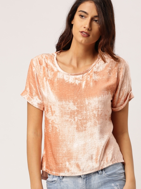 

Ms.Taken Women Pink Solid High-Low Satin Finish Top