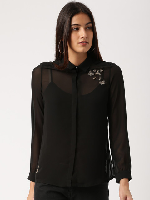 

Ms.Taken by Kriti Sanon Women Black Regular Fit Solid Casual Shirt