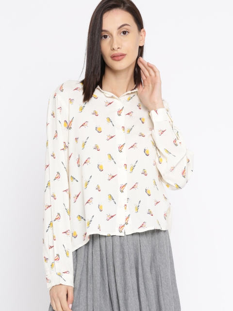 

Ms.Taken Women Off-White Printed Casual Shirt