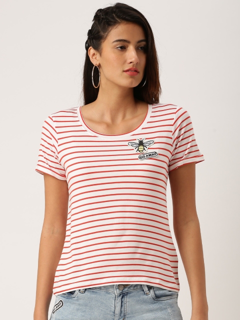 

Ms.Taken by Kriti Sanon Women Red Striped Round Neck T-shirt