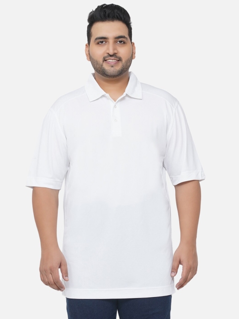 

Santonio Men Plus Size White Polo Collar Abzorb T-shirt