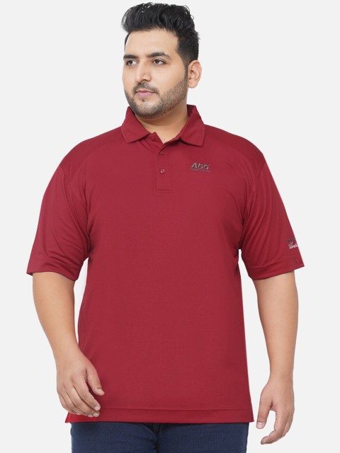 

Santonio Men Plus Size Red Polo Collar Abzorb T-shirt