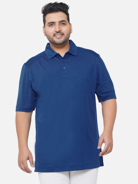 

Santonio Men Plus Size Blue Polo Collar Abzorb T-shirt