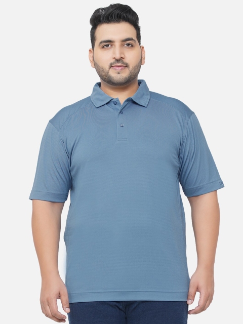 

Santonio Men Plus Size Blue Polo Collar Abzorb T-shirt