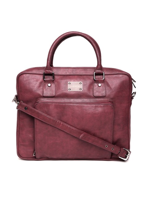 

Gauge Machine Unisex Burgundy Handcrafted Laptop Bag with Sling Strap
