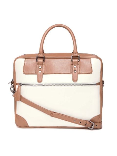 

Gauge Machine Unisex Off-White & Brown Handcrafted Laptop Bag with Sling Strap