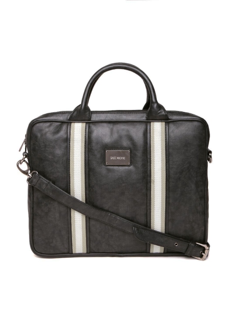 

Gauge Machine Unisex Black Handcrafted Laptop Bag with Sling Strap