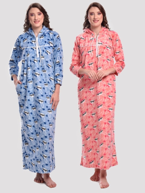 

CIERGE Set of 2 Red Printed Maxi Nightdress