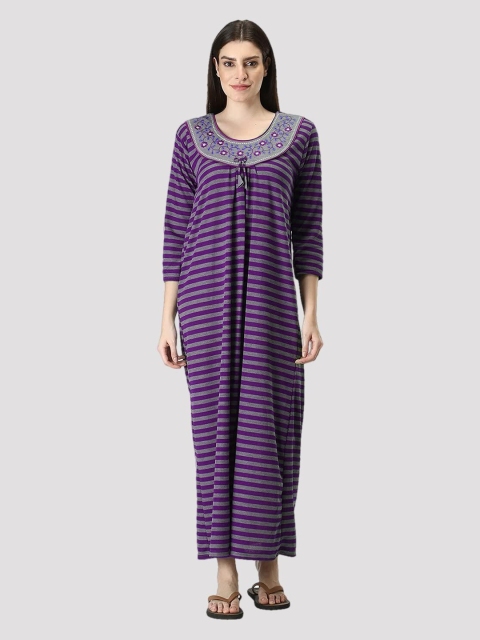 

CIERGE Purple Striped Maxi Nightdress