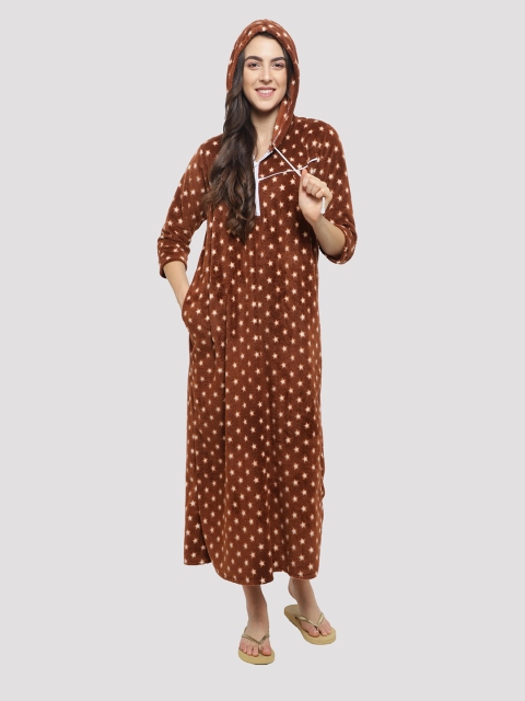 

CIERGE Brown Printed Maxi Nightdress