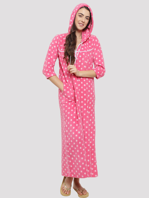 

CIERGE Pink Printed Maxi Nightdress