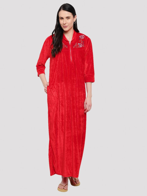 

CIERGE Red Embroidered Maxi Nightdress