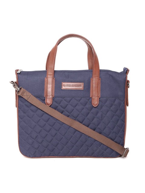 

Gauge Machine Unisex Navy Quilted Handcrafted Laptop Bag with Sling Strap, Navy blue