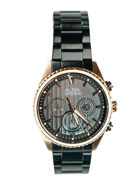 

Alba Men Black Embellished Dial & Green Stainless Steel Bracelet Style Straps Analogue Watch