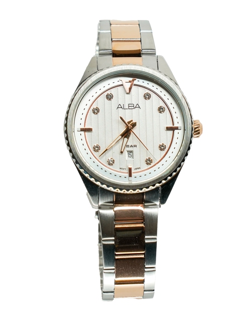 

Alba Men White Embellished Dial & Silver Bracelet Style Straps Analogue Watch AH7AJ7X1