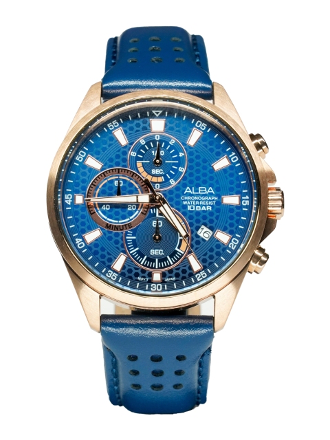 

Alba Men Blue Embellished Dial & Blue Leather Straps Analogue Watch- AM3878X1-Blue