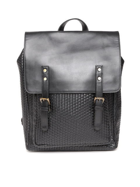 

Gauge Machine Unisex Black Basketweave-Textured Handcrafted Backpack
