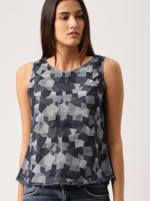 

Ms.Taken by Kriti Sanon Women Blue Se;f-Design Top