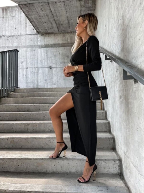 

BoStreet Women Black Side Silt Bodycon Dress