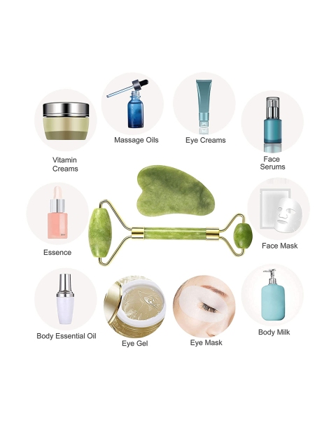 

Alexvyan Green Jade Roller With Gua Sha Massage Tool