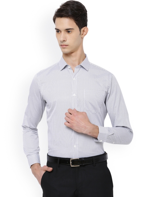 

Mark Taylor Men White & Black Slim Fit Checked Formal Shirt