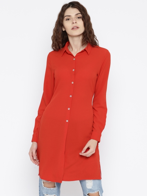 

Ms.Taken by Kriti Sanon Women Orange Solid Longline Shirt