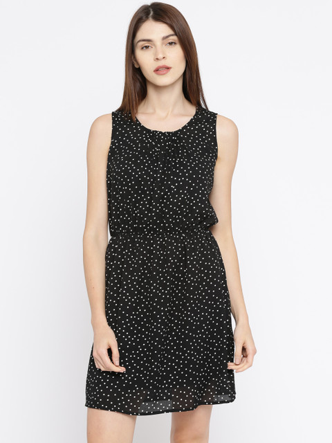 

Ms.Taken Women Black & White Printed Fit & Flare Dress