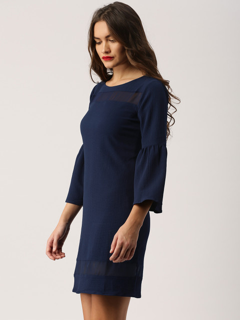 

Ms.Taken Women Navy Blue Solid A-Line Dress