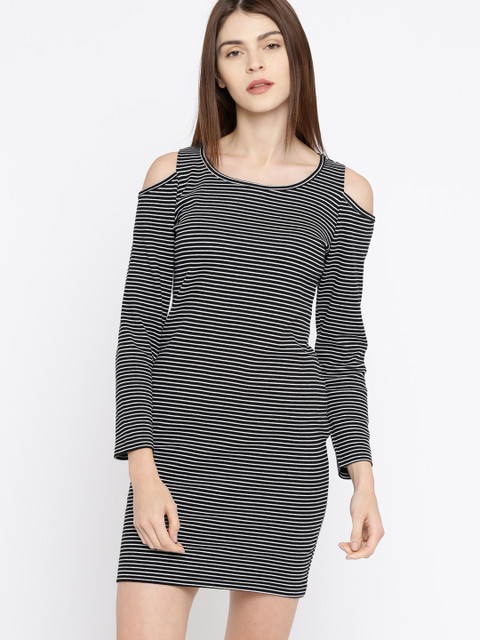 

Ms.Taken Women Black & White Striped Bodycon Dress