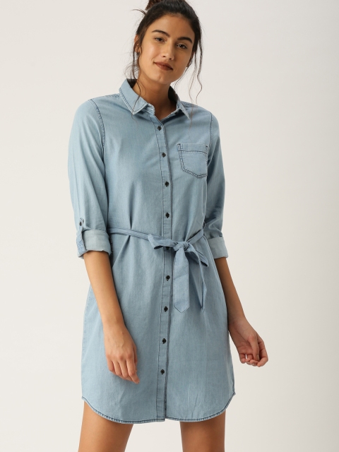 

Ms.Taken By Kriti Sanon Women Blue Solid Shirt Dress