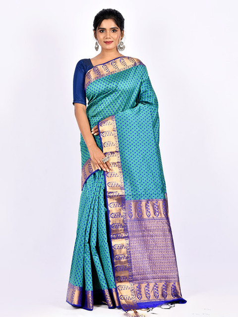 

AllSilks Blue & Purple Ethnic Motifs Saree