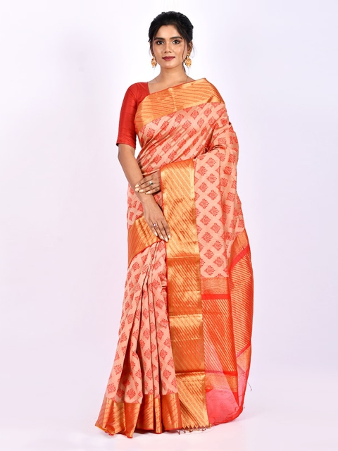 

AllSilks Pink Ethnic Motifs Pure Cotton Saree