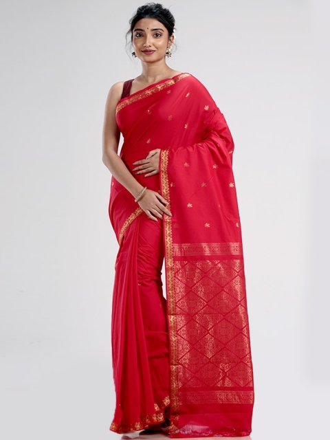 

AllSilks Red Ethnic Motifs Pure Silk Kanjeevaram Saree