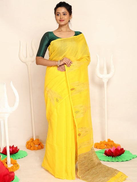 

AllSilks Yellow Ethnic Motifs Art Silk Saree