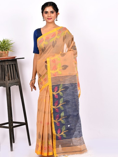 

AllSilks Woven Design Matka Silk Saree, Cream