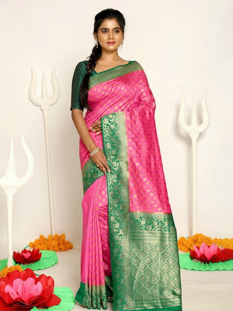 

AllSilks Woven Design Dupion Silk Saree, Pink