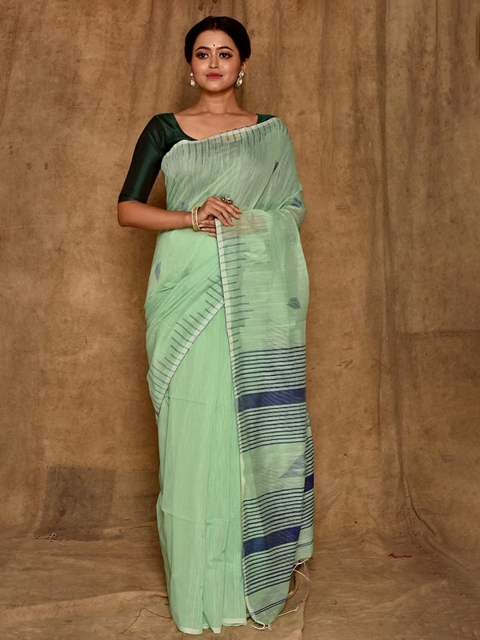 

AllSilks Green & Blue Ethnic Motifs Art Silk Saree