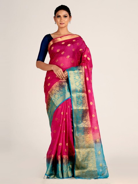 

AllSilks Woven Design Dupion Silk Saree, Pink