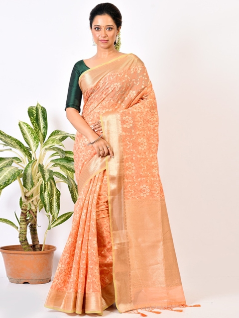 

AllSilks Peach-Coloured Ethnic Motifs Saree