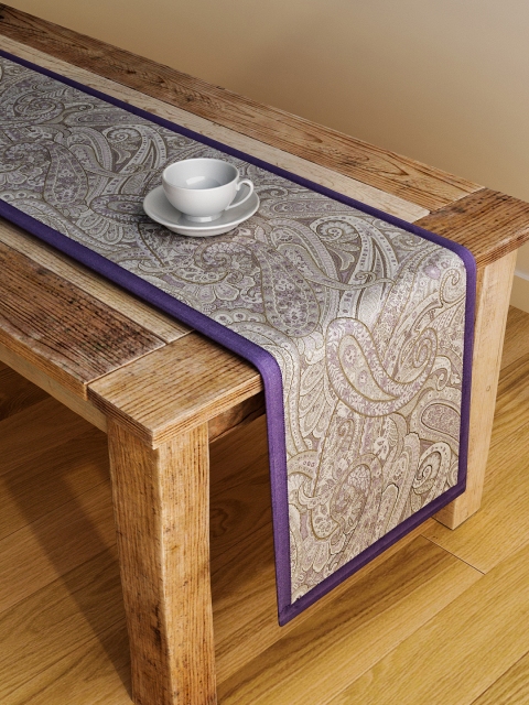 

S9home by Seasons Lavender & Grey Patterned 72" x 12" Polyester Table Runner