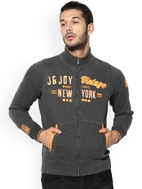 

Jn Joy Men Grey Solid Sweatshirt