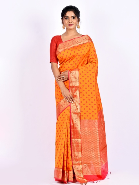 

AllSilks Cotton Ethnic Motifs Saree, Orange