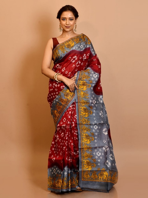 

AllSilks Ethnic Motifs Pure Silk Saree, Red