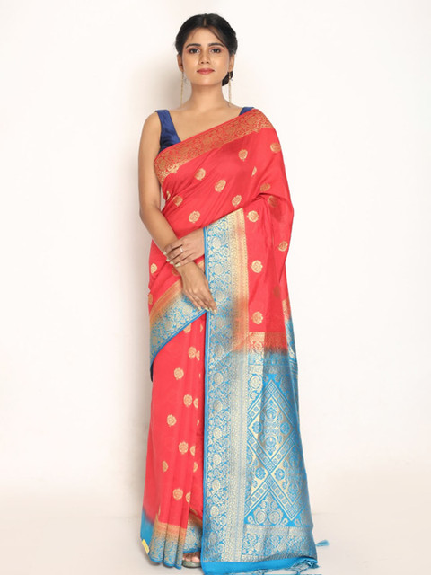 

AllSilks Woven Design Zari Pure Silk Saree, Red