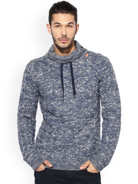 

Jn Joy Men Navy Self Design Sweatshirt, Navy blue