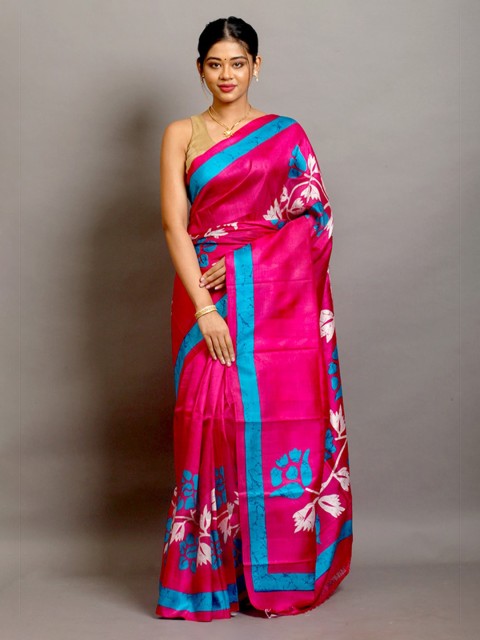 

AllSilks Floral Pure Silk Saree, Pink