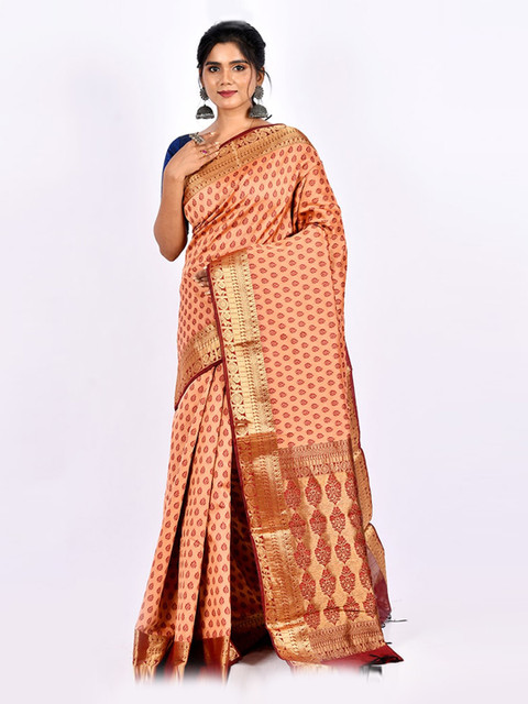 

AllSilks Floral Printed Saree, Rust