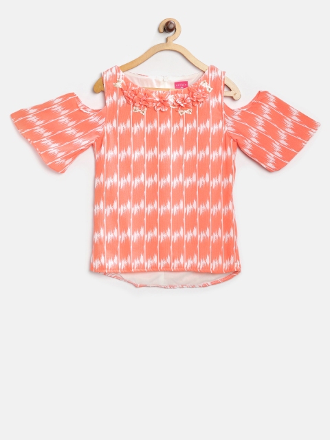 

Tiny Girl Peach-Coloured Printed Top